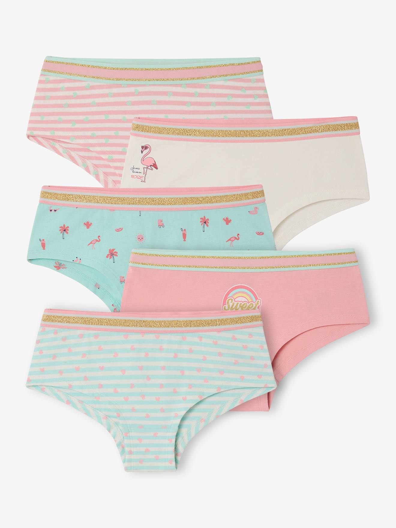 5er-Pack Mädchen Shortys
