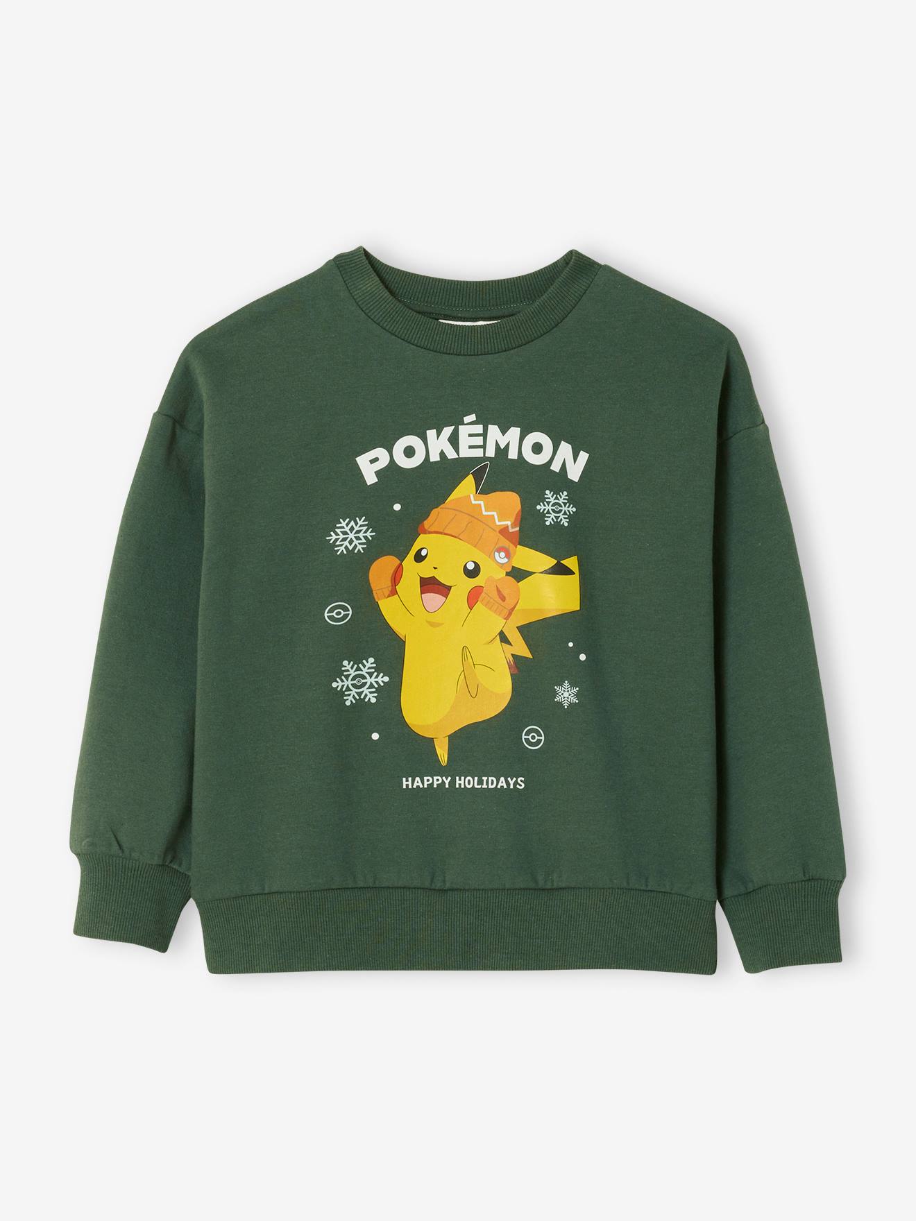 Weihnachts-Sweatshirt Jungen POKEMON, Baumwolle tannengrün Gr. 98/104