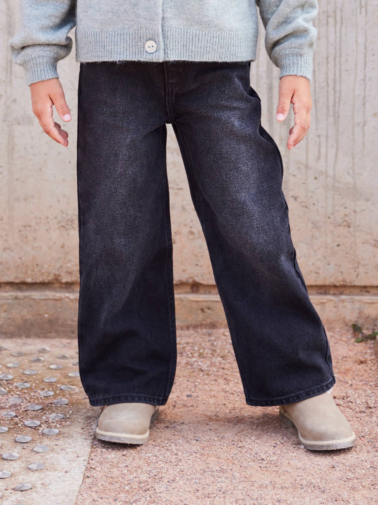 Weite Mädchen Jeans mit Dehnbund