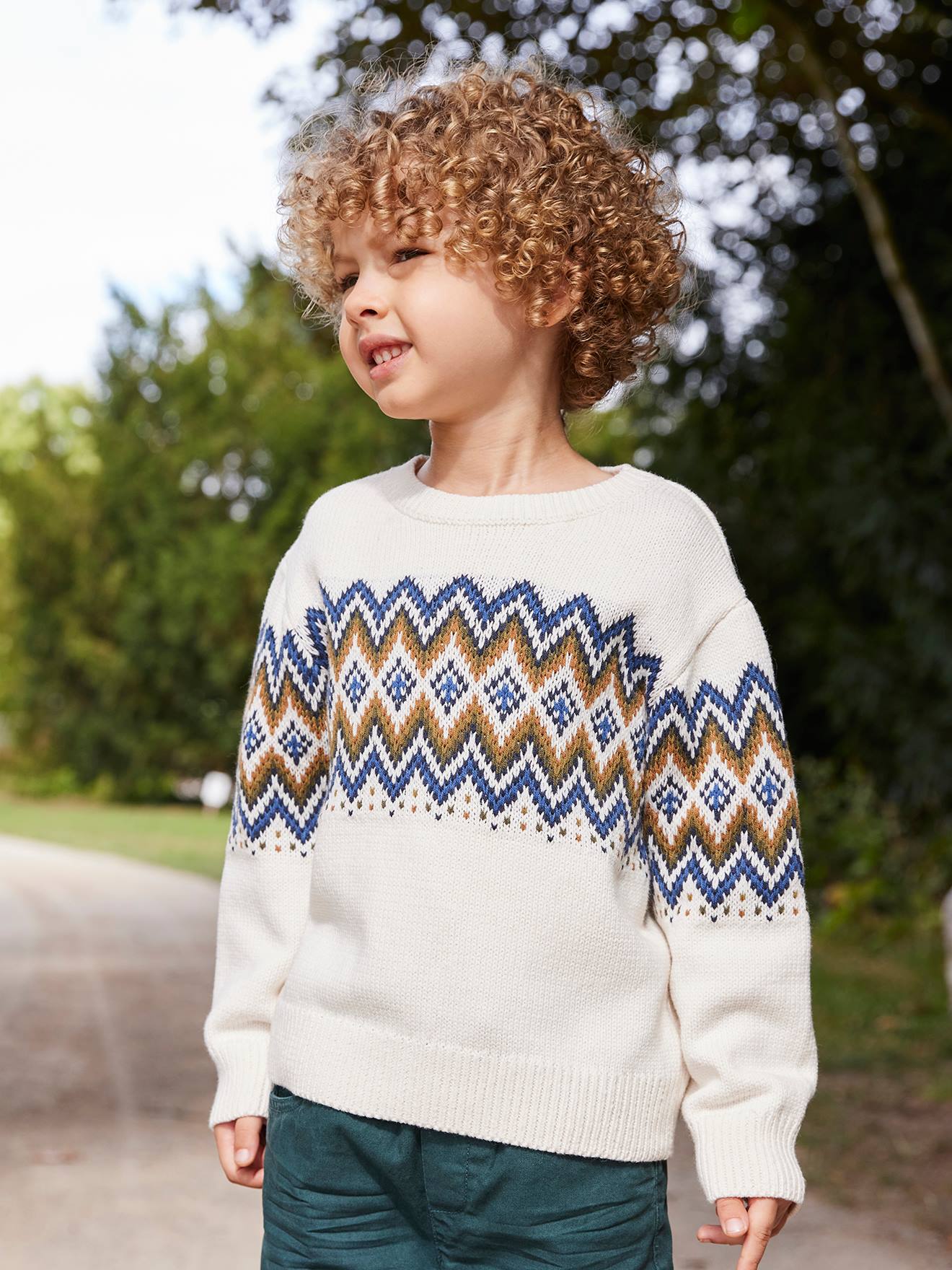 Jungen Strickpullover mit Jacquard-Motiv