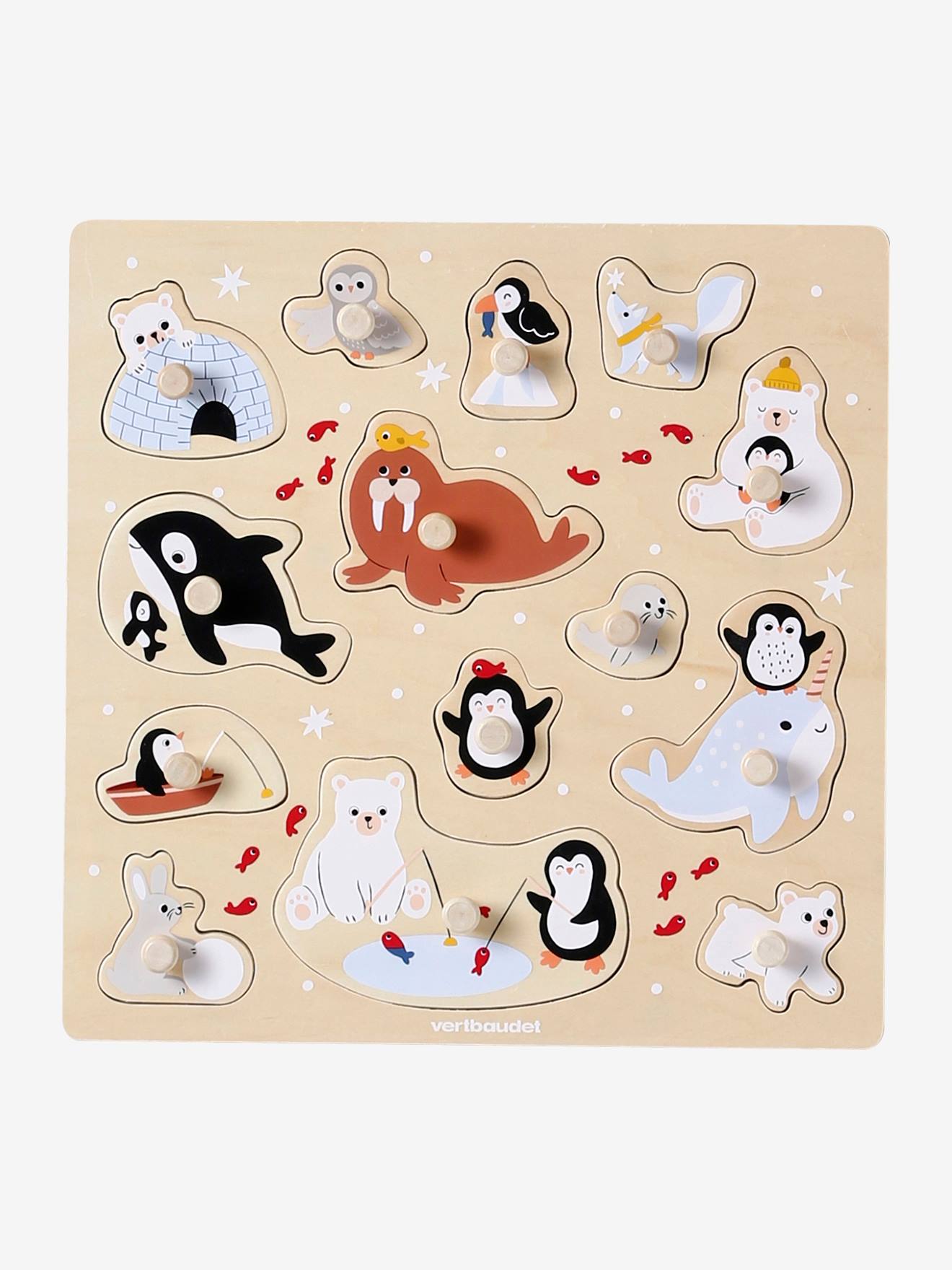 Vertbaudet Steckpuzzle Mit Arktis-Tierwelt Pinguin Aus Holz Fsc® Braun Einheitsgröße