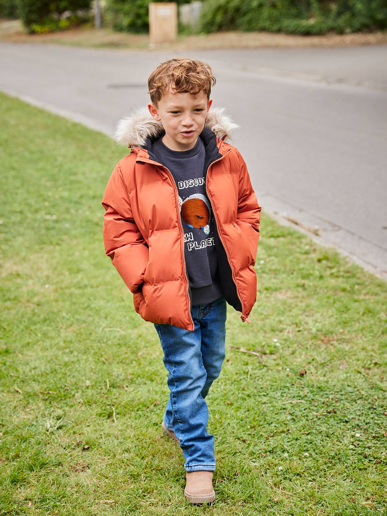 Thumbnail - Warme Jungen Winterjacke mit Handschuhen und Recycling-Wattierung bernstein