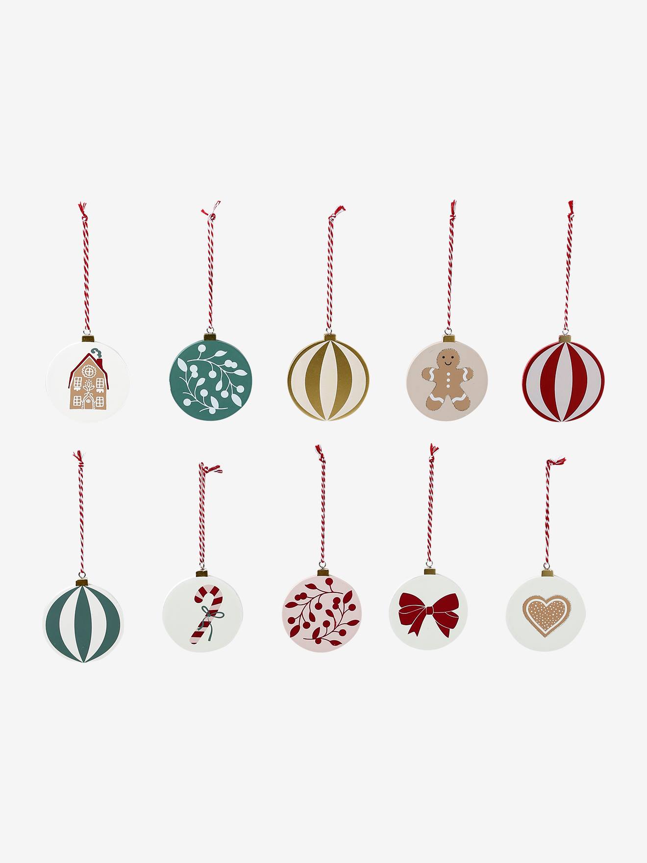 Thumbnail - Set aus 10 flachen Weihnachtskugeln aus Holz MOONY