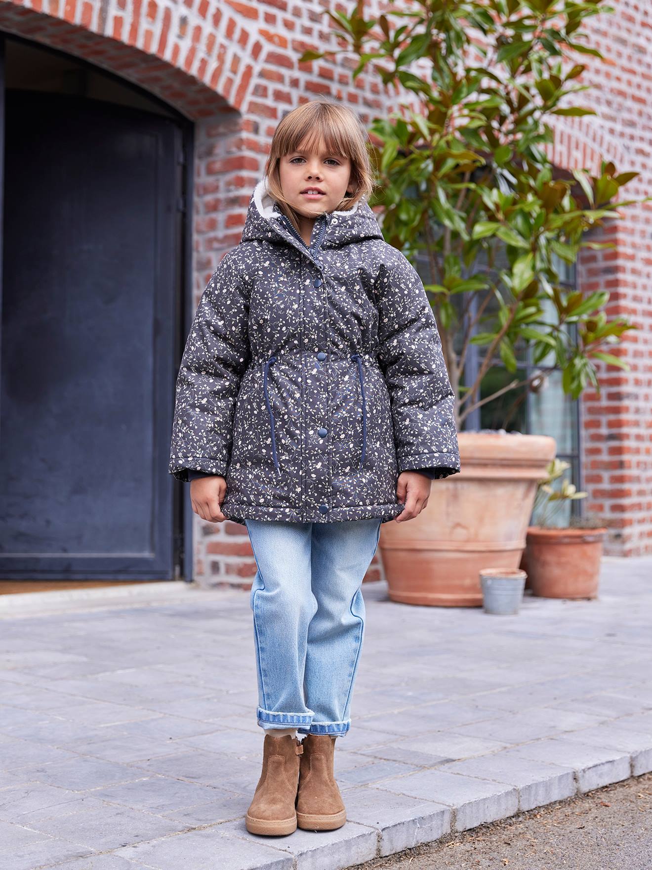 Thumbnail - Mädchen Jacke mit Kapuze und Webpelz-Futter