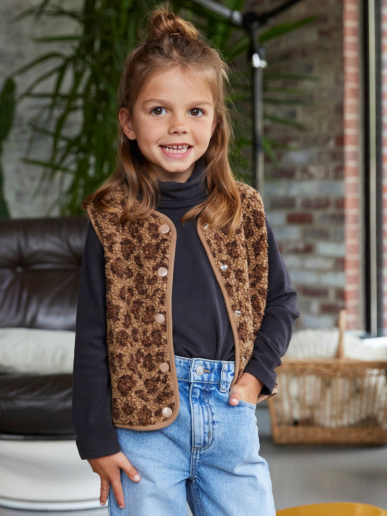 Mädchen Teddyfleece-Weste Mama-Tochter-Capsule leo