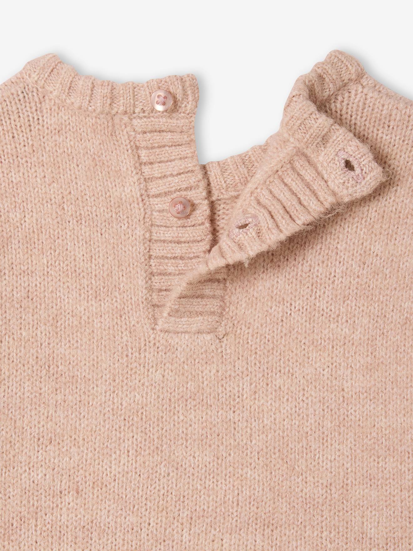 Thumbnail - Baby Strickpullover mit voluminöser Schleife pudrig