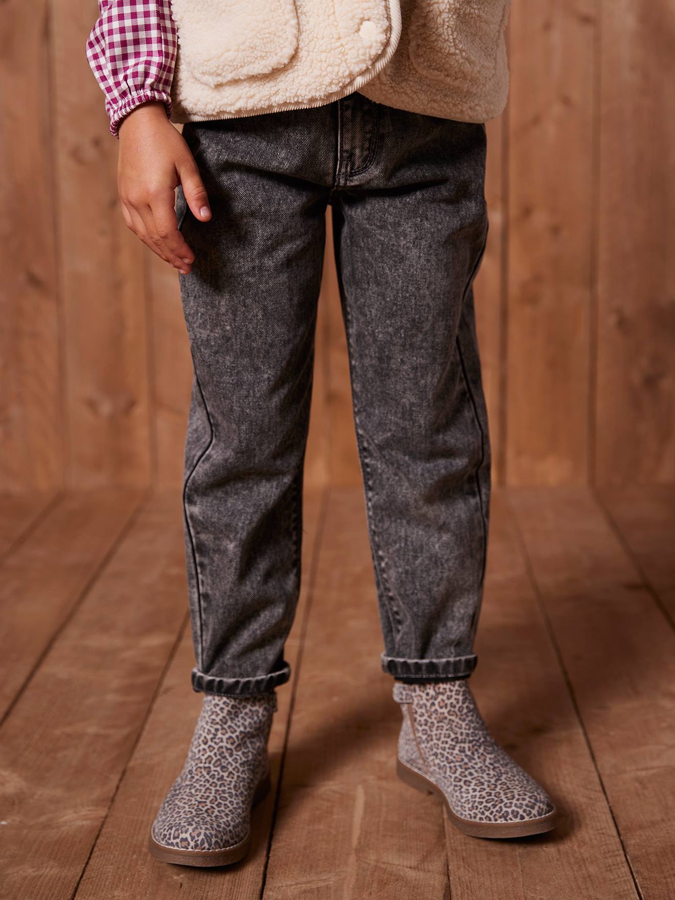 Mädchen Mom-fit-Jeans grau Gr. 158 von vertbaudet
