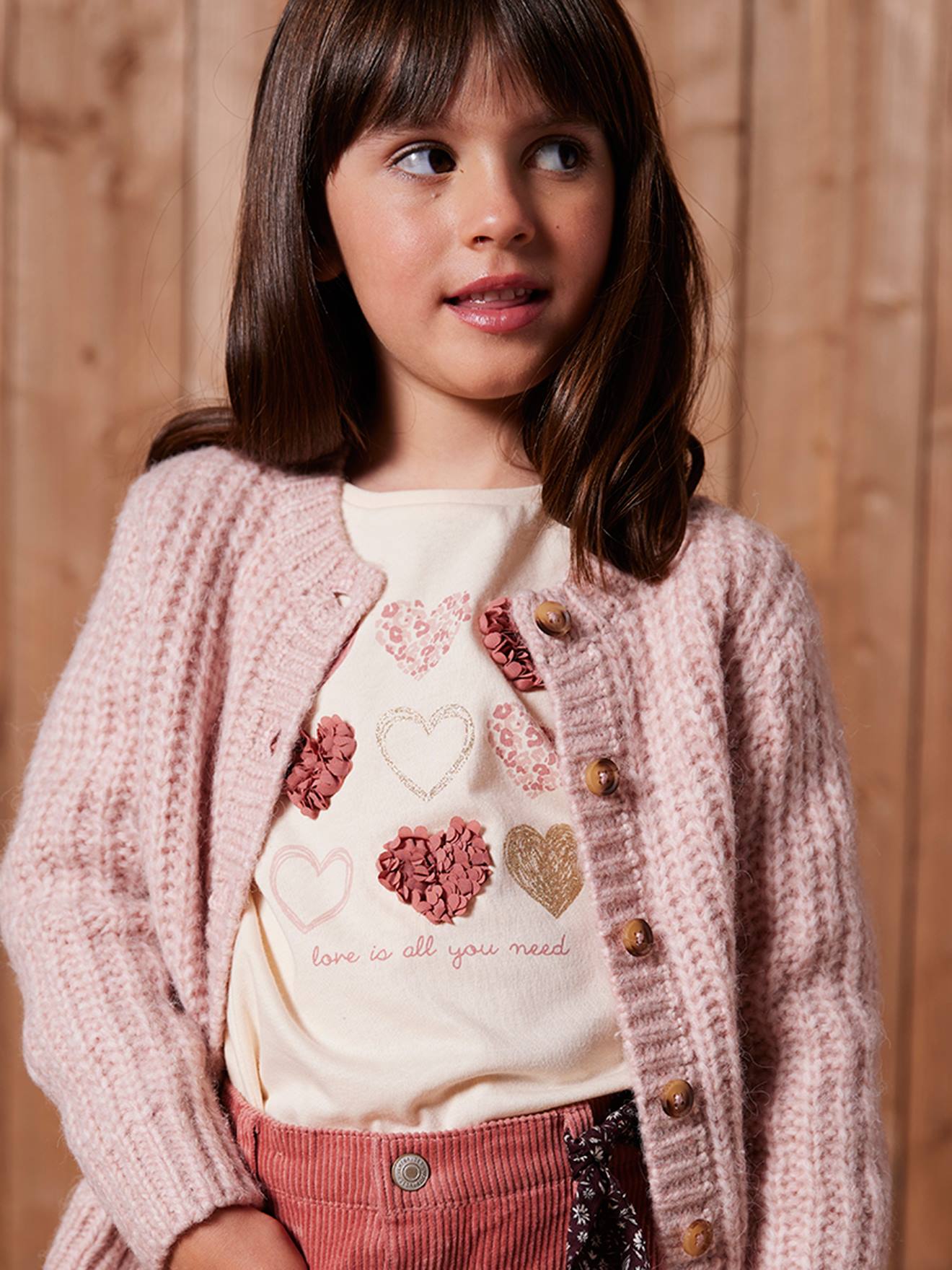 Mädchen Langarmshirt mit Relief-Herz