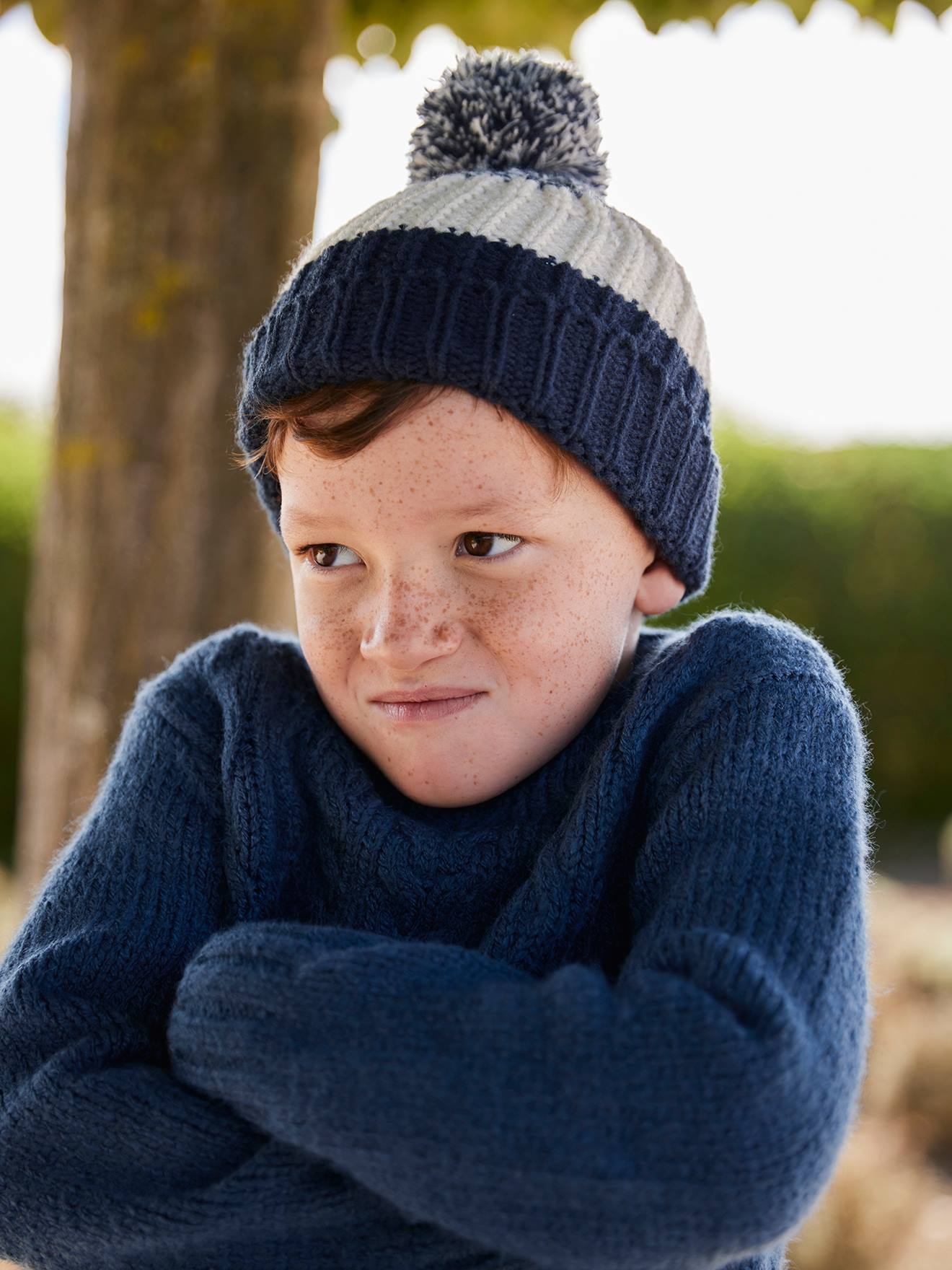Jungen-Set: Mütze, Rundschal & Handschuhe, Colorblock nachtblau Gr. 152/164 von vertbaudet