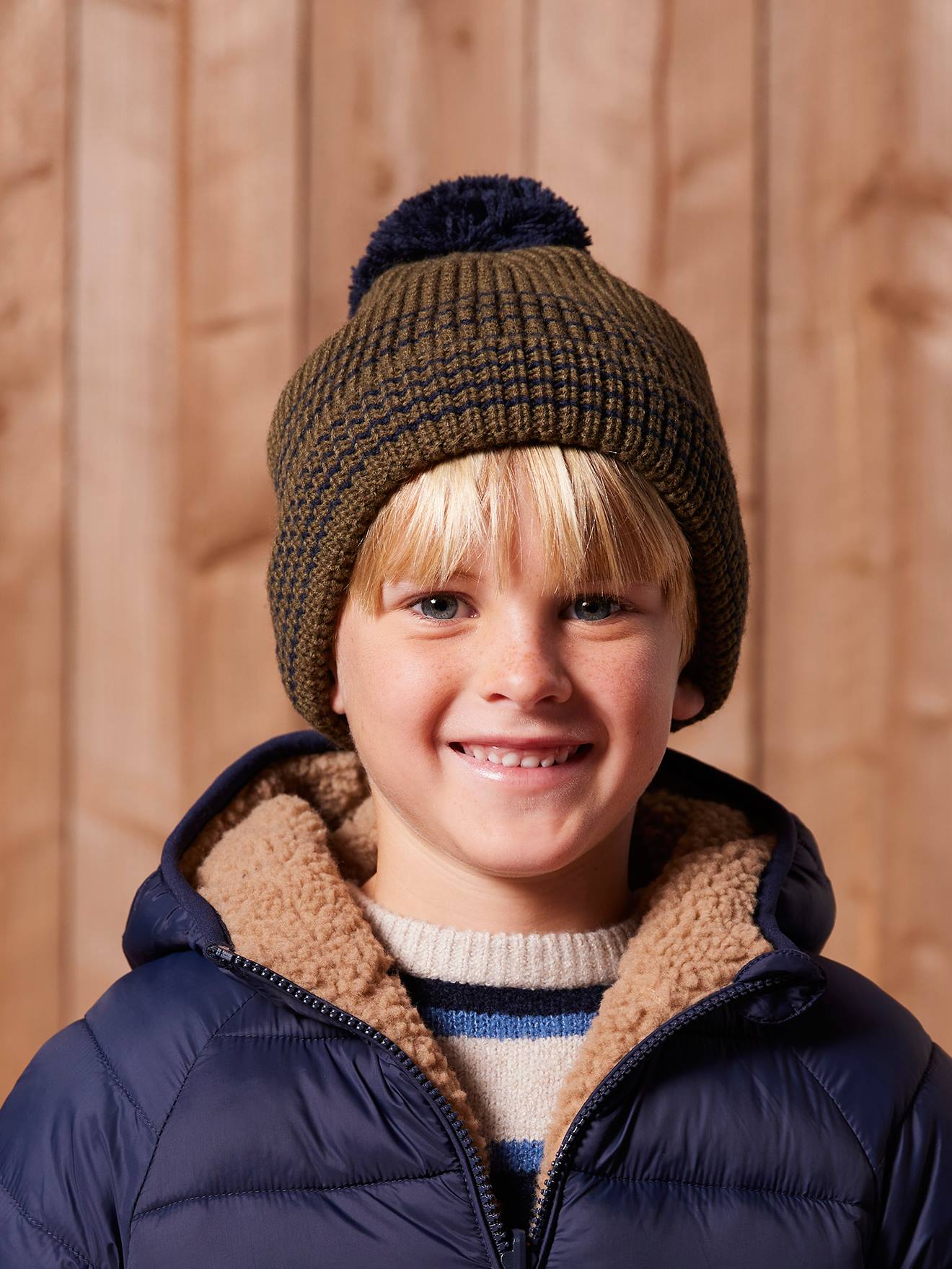 Jungen Set: Mütze, Snood & Handschuhe khaki Gr. 86/98 von vertbaudet