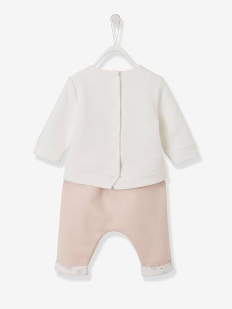 Baby Set aus Sweatshirt und Hose, personalisierbar Oeko-Tex - braun+grau meliert+nachtblau+pfirsich+wollweiß+pfirsich - 27