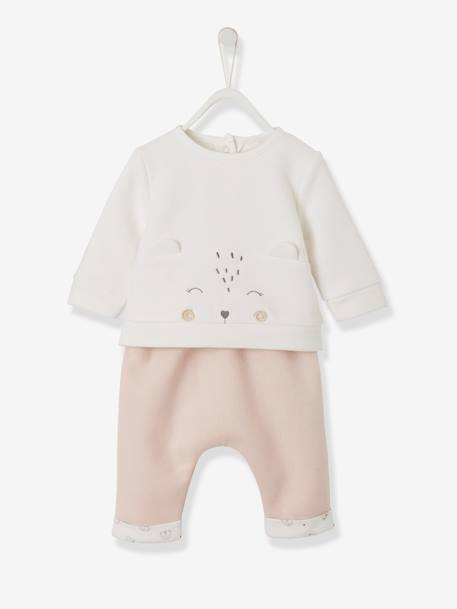 Baby Set aus Sweatshirt und Hose, personalisierbar Oeko-Tex - braun+grau meliert+nachtblau+hellbeige+pfirsich+wollweiß+pfirsich - 38