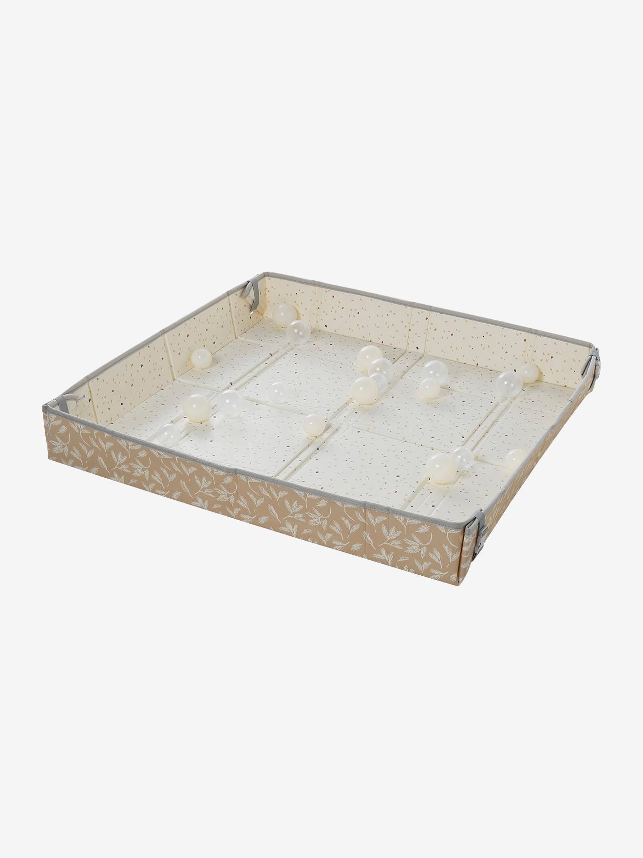 Wendbarer & faltbarer Spielteppich mit Bällen beige von vertbaudet