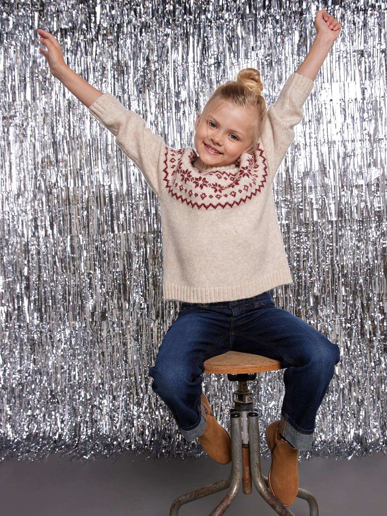 Weihnachts-Pullover Kinder Jacquardstrick-Capsule ENVIE DE FRAISE